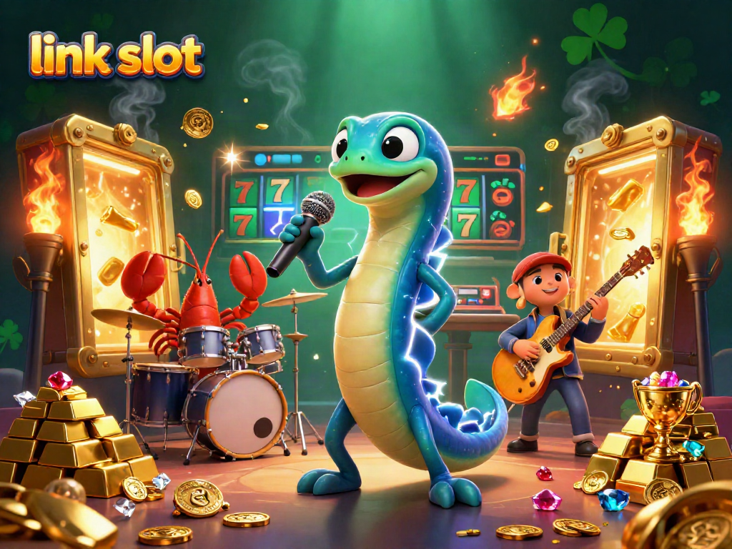Experience the thrill of link slot with vibrant underwater casino scene featuring performing characters and jackpot elements.