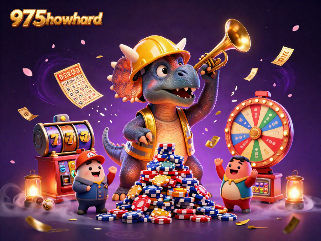 Experience the excitement of gambling with vibrant 975howard casino elements and celebrating characters.