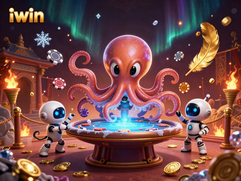 Play exciting card games with iwin in a vibrant alien-themed casino scene.