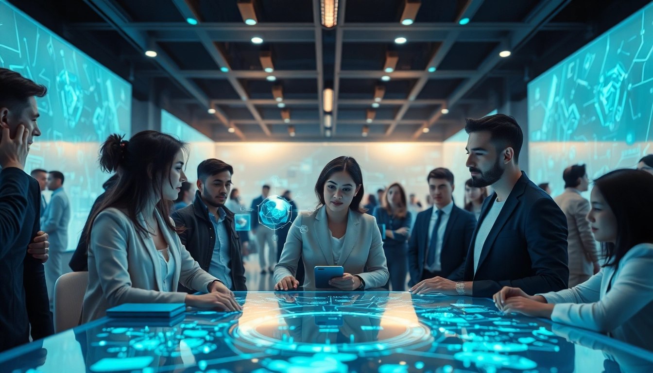 AI 18+ workforce collaborating on innovative generative technology in a modern office.