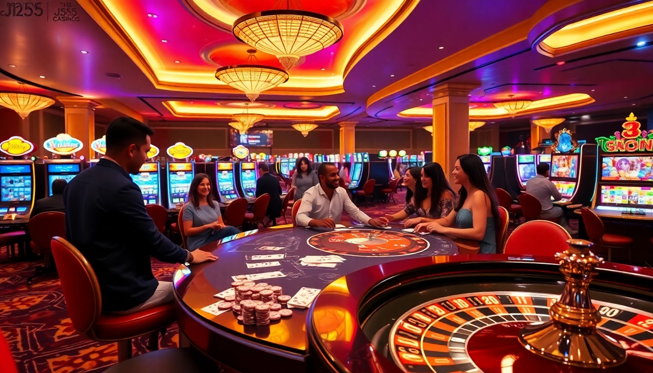 Experience the excitement of home Jl55 casino with vibrant gaming tables and lively players.