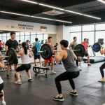Medi Pharma Steroid Shop in einer modernen Fitnessumgebung mit Athleten, die beim Training motiviert sind.